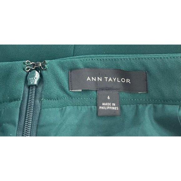 SOLD Ann Taylor Women's Size 6 Forest Green Pleated A-Line Pencil Skirt - Picture 3 of 4